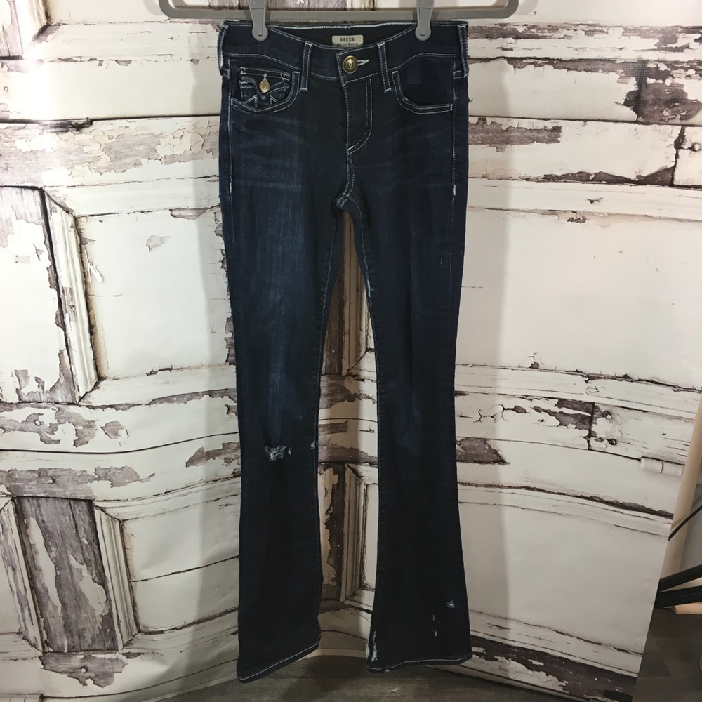 True Religion Mid Rise Bootcut Distressed jeans